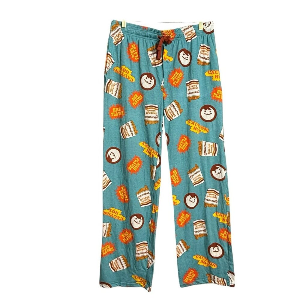 Mad Engine Maruchan Noodles Pajamas Pants Lounge Men Size L Elastic Pattern Logo